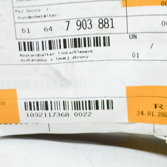 NEW BMW M5 F10 FRONT LEFT FENDER HOLDER BRACKET 51647903881 ORIGINAL