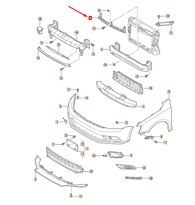 NEW VOLKSWAGEN JETTA A6 FRONT BUMPER CENTER GUIDE SECTION 5C6805706J ORIGINAL