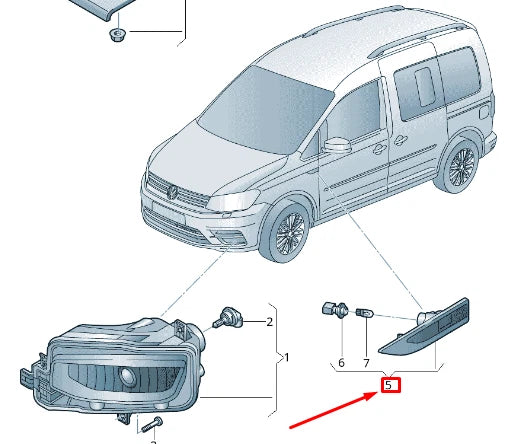 NEW VW CADDY 2K MK3 FRONT RIGHT CHROMED TURN SIGNAL INDICATOR 2K5949102A