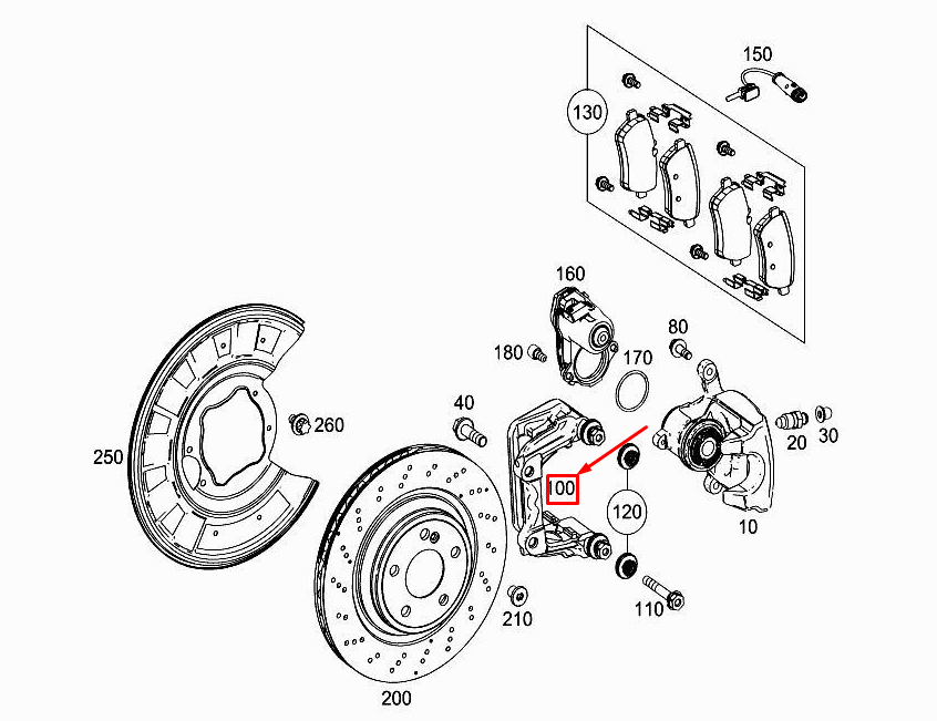 new mercedes-benz s w222 rear brake caliper carrier a2314230106 original