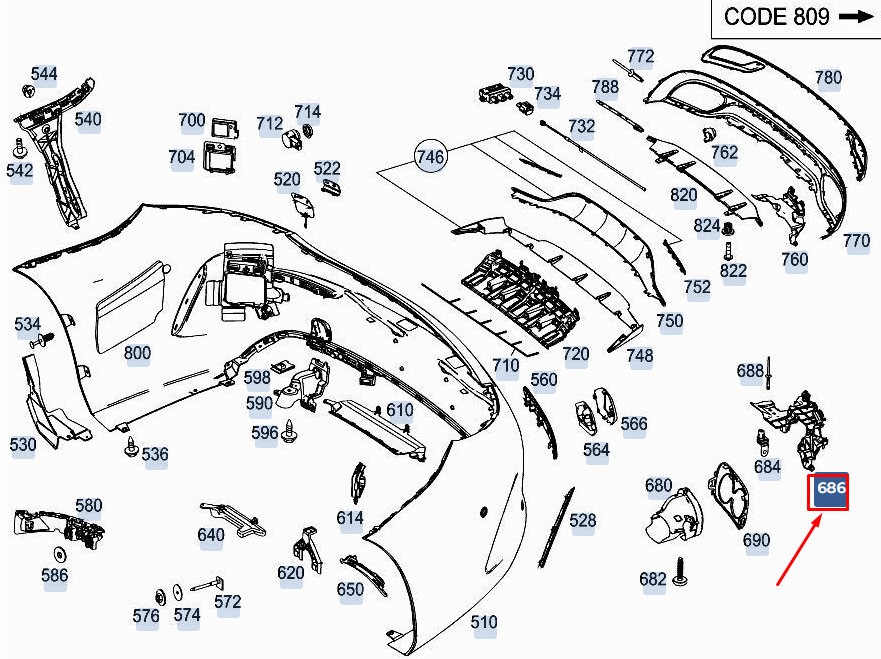 new mercedes-benz c coupe c205 rear rh exhaust tip bracket a2058852402 original