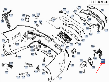 new mercedes-benz c coupe c205 rear rh exhaust tip bracket a2058852402 original