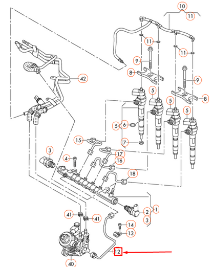NEW AUDI A6 C7 HIGH PRESSURE PUMP FUEL PRESSURE PIPE 03L130321Q ORIGINAL