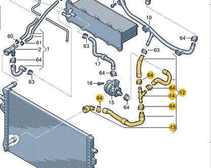 NEW VOLKSWAGEN TIGUAN 5N RIGHT WATER COOLANT RADIATOR HOSE 5N0122051BR