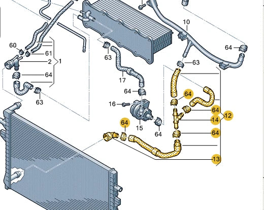 NEW VOLKSWAGEN TIGUAN 5N RIGHT WATER COOLANT RADIATOR HOSE 5N0122051BR