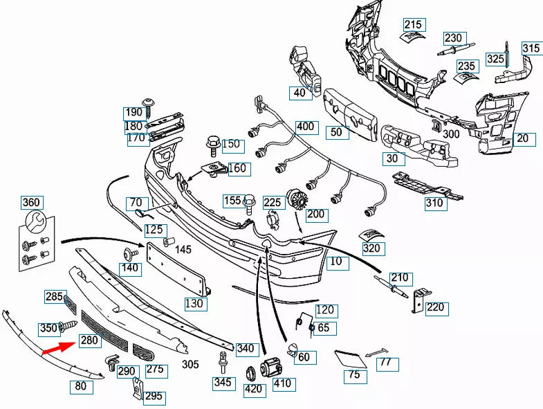 NEW MERCEDES-BENZ CLK C209 FRONT LOWER GRILL A2098850123 ORIGINAL