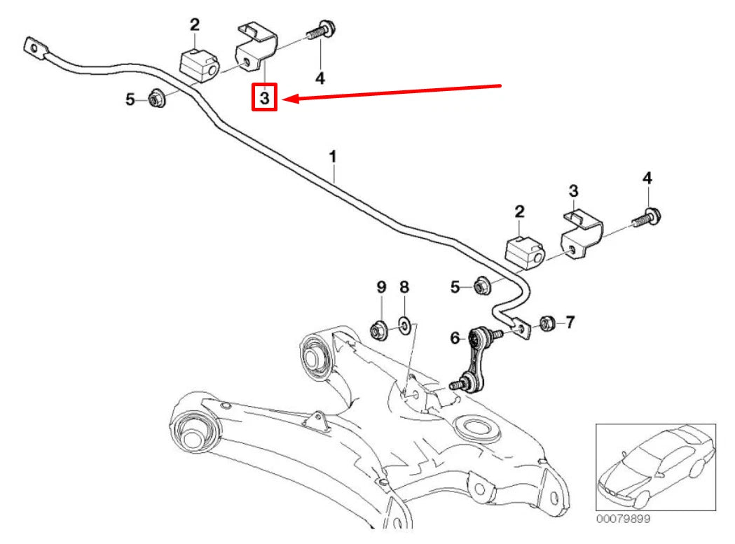 NEW BMW 5 E39 REAR SWAY BAR BRACKET 33551092074 1092074 ORIGINAL