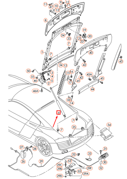 NEW AUDI R8 42 REAR LID GAS FILLED STRUT 420827552 ORIGINAL