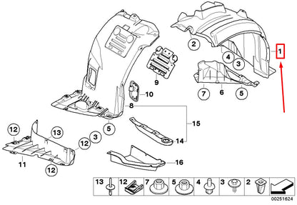 NEW BMW 3 CABRIO E93 FRONT LEFT INNER FENDER 8043213 51718043213 ORIGINAL