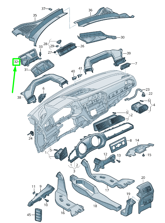 new volkswagen tiguan ad mk2 defrost air duct lhd 5nb819063 original