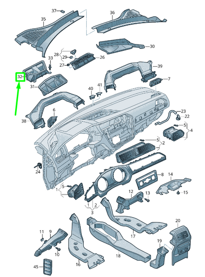 new volkswagen tiguan ad mk2 defrost air duct lhd 5nb819063 original