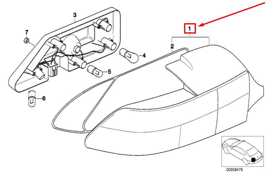 NEW BMW Z3 COUPE E36 REAR LEFT TAILLIGHT 63218389713 8389713 ORIGINAL
