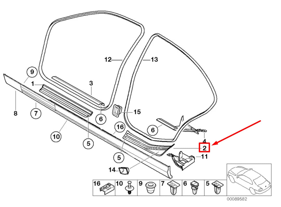 NEW BMW 3 E46 REAR RIGHT ENTRANCE DOOR SILL TRIM 8233474 51478233474 ORIGINAL