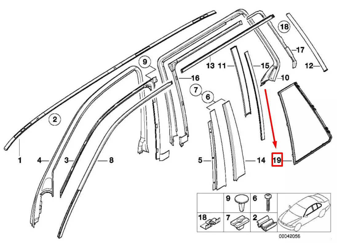 NEW BMW 5 E39 REAR RIGHT DOOR WINDOW FRAME 8190650 51348190650 ORIGINAL