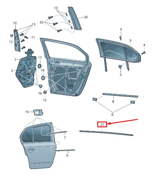 new skoda superb mk2 3t rear left outer window aperture seal 3t9839477 original
