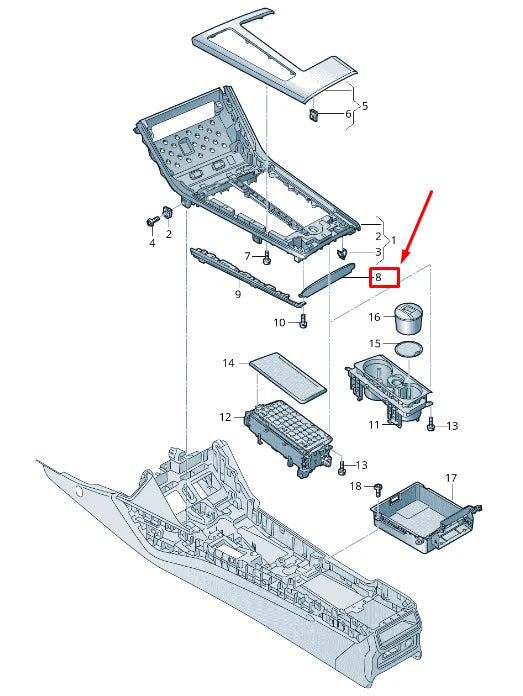 NEW AUDI A6 4A C8 REAR CONSOLE TRIM PANEL 4K08632896PS