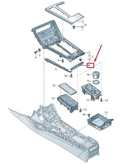 NEW AUDI A6 4A C8 REAR CONSOLE TRIM PANEL 4K08632896PS