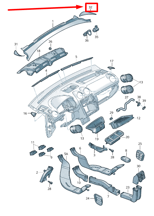 new vw caddy 2ka, 2kh, 2ca, 2ch right water repellent cover 2k5819448b original