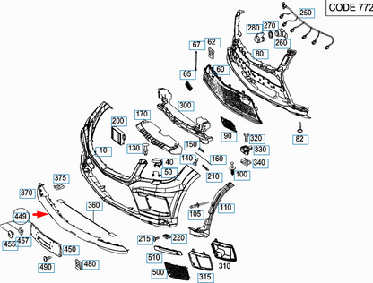new mercedes-benz gl-class x166 front bumber bottom trim a1668856625 original