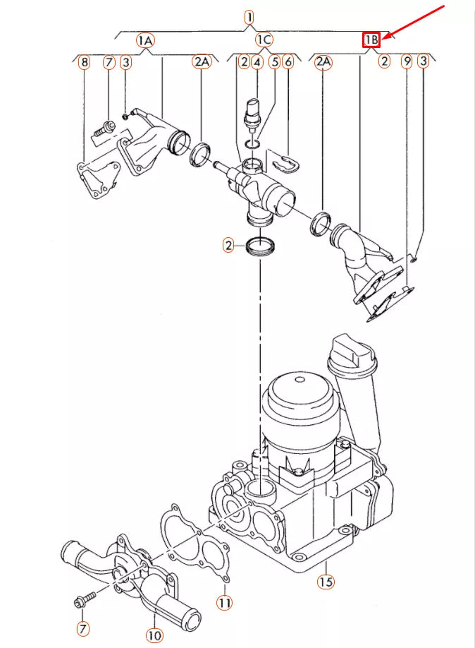 NEW VW TOUAREG 7L LEFT ENGINE COOLANT FLANGE PIPE UNION 07Z121131E ORIGINAL