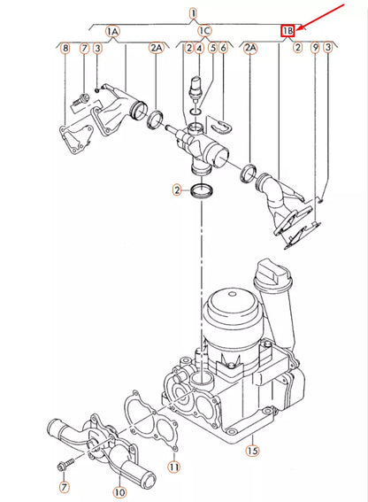 NEW VW TOUAREG 7L LEFT ENGINE COOLANT FLANGE PIPE UNION 07Z121131E ORIGINAL