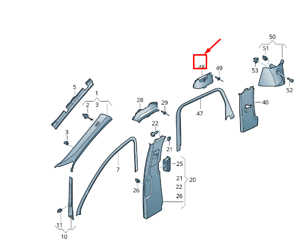 NEW VW TOUAREG 7P MK2 RIGHT C-PILLAR TRIM GUIDING PLATE 7P0809744 ORIGINAL