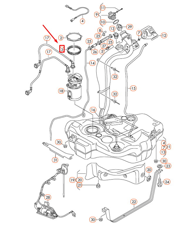 new audi a3 8p fuel pump gasket o-ring 8e0919133b original