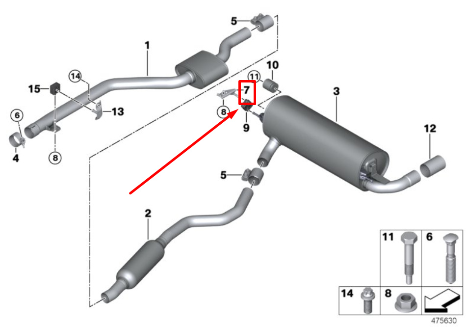 new bmw 2 coupe f22 rear right muffler bracket 7620364 18307620364 original