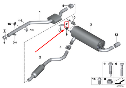 new bmw 2 coupe f22 rear right muffler bracket 7620364 18307620364 original