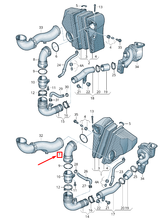 new vw touareg 7p left air intake duct 7p6128533 original