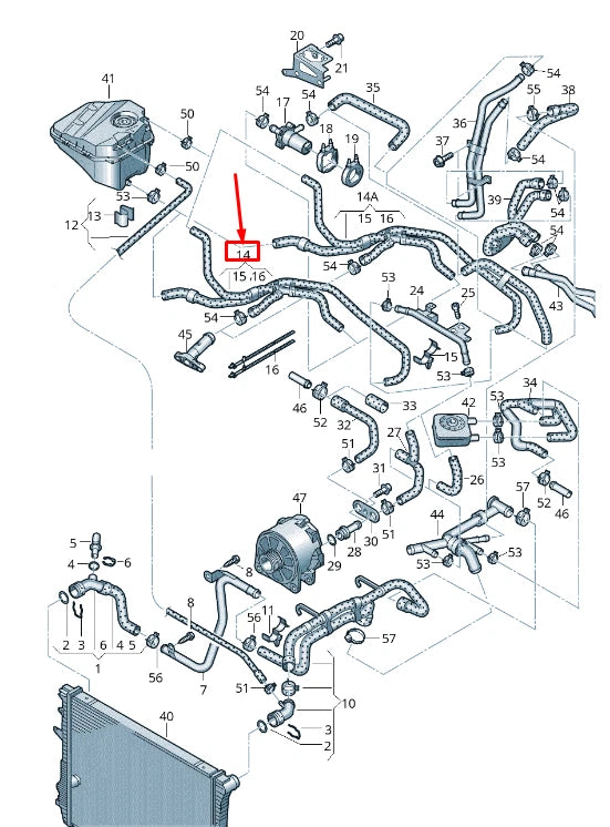 NEW AUDI Q7 4L ENGINE COOLANT RESERVOIR COOLANT HOSE 7L0121156F ORIGINAL