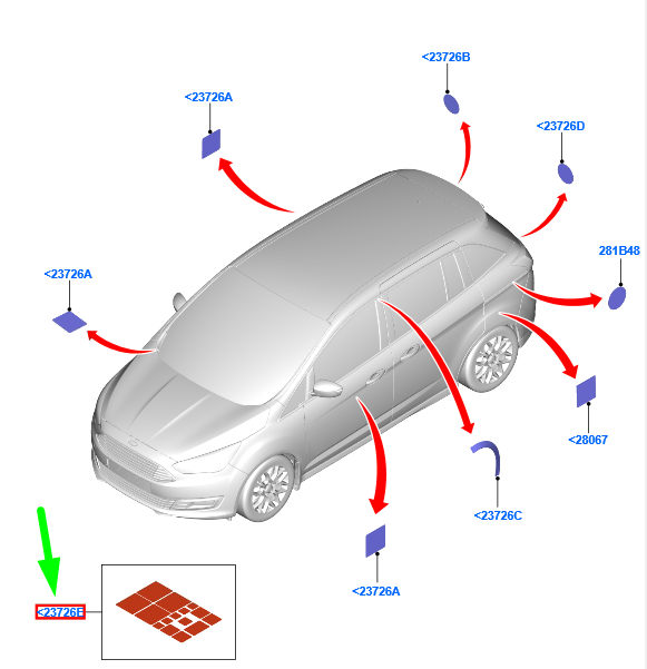 new ford grand c-max mk2 double sided adhesive tape 1613332 original