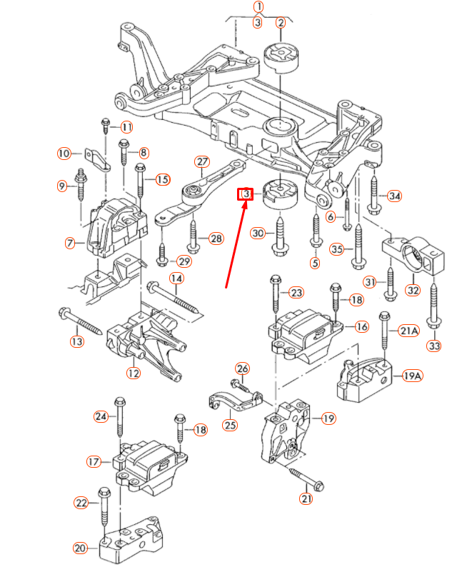 new vw passat b6 engine mounting lower bonded rubber bush 3c0199867d original