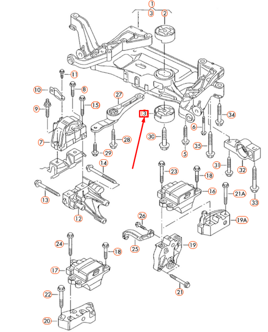 new vw passat b6 engine mounting lower bonded rubber bush 3c0199867d original
