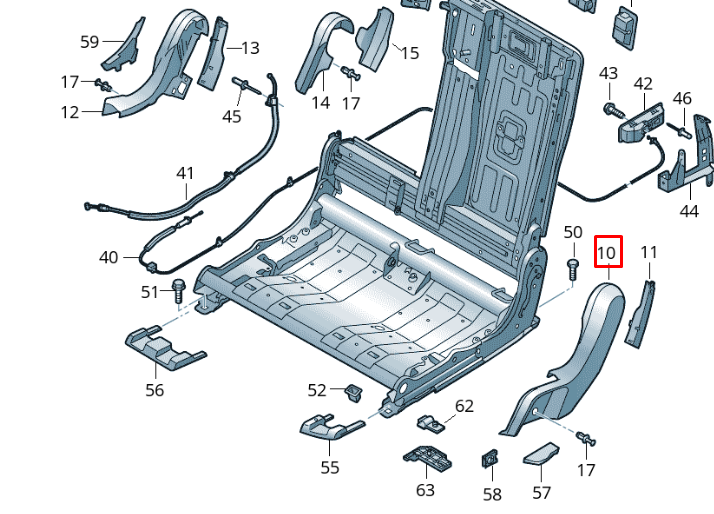 new vw touareg cr7 rear left seatback frame cover cap 7608857394pk original