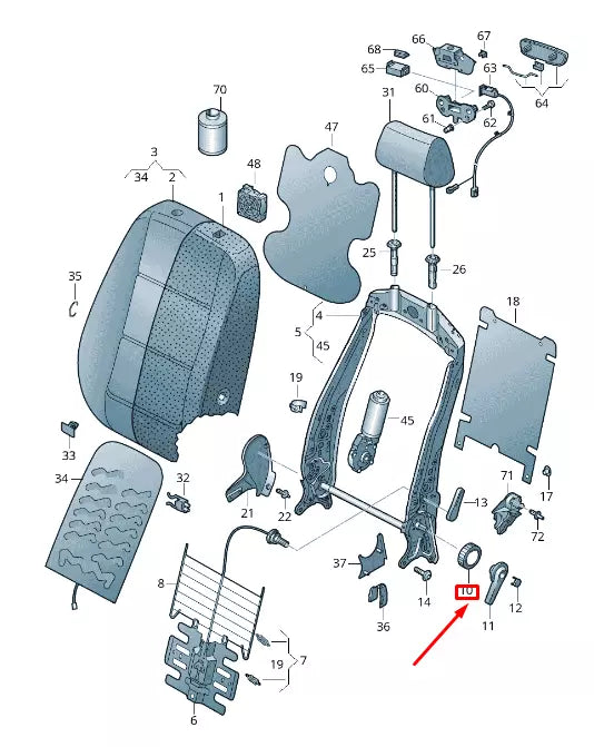 NEW VW ARTEON 3H7 FRONT LEFT SEAT BACKREST ROTTARY KNOB 5G4881671ANX1