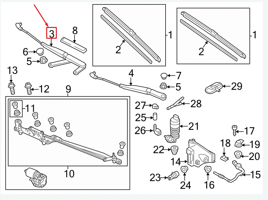 NEW VW TOUAREG 7P FRONT RIGHT WINDSHIELD WIPER ARM LHD 7P0955410B