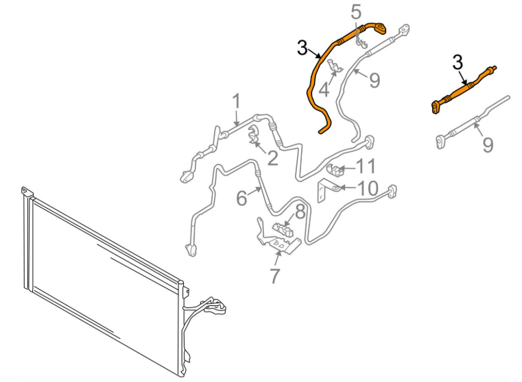 new audi q7 4l a/c heater air conditioning pipe line 7l8820727b original