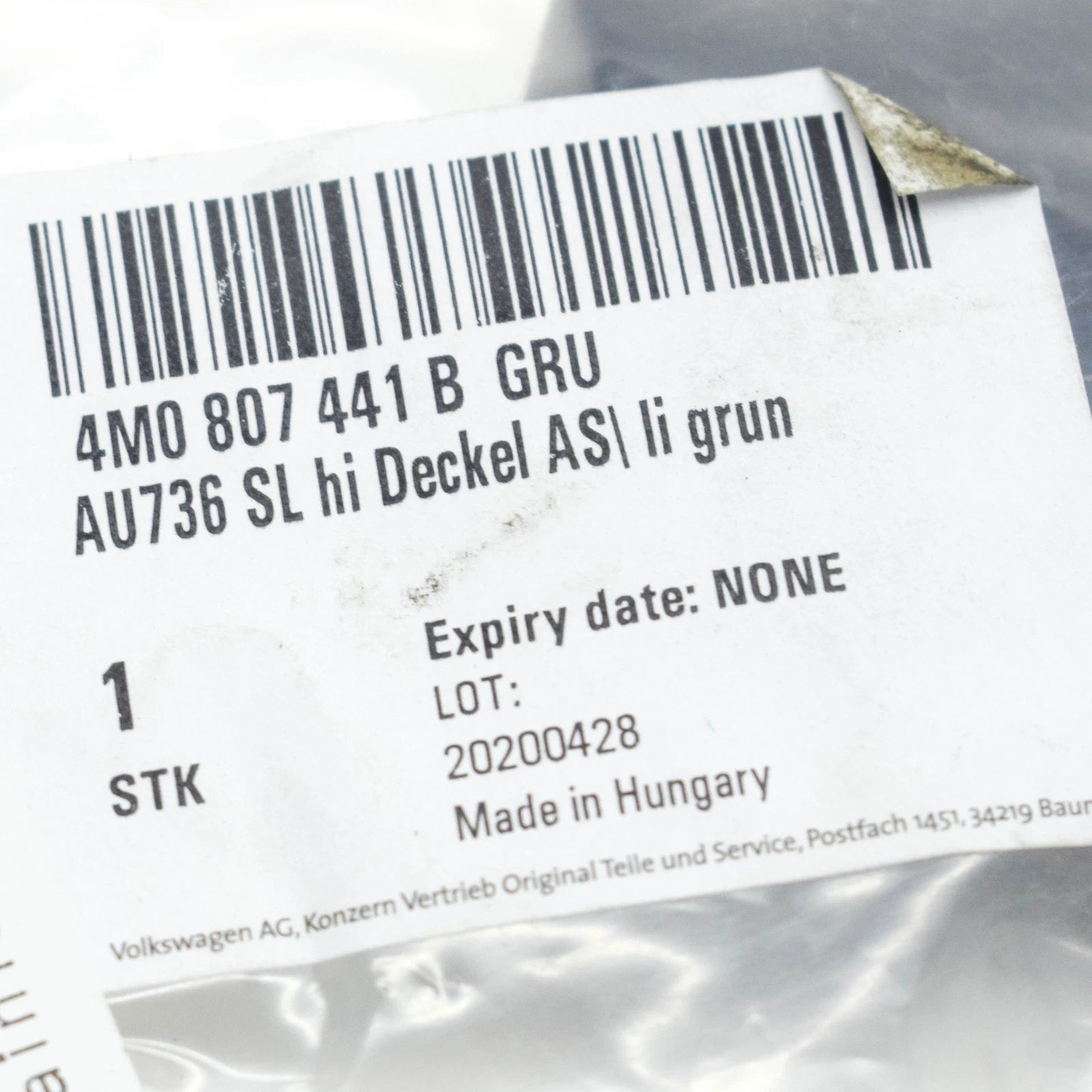 NEW AUDI Q7 4M REAR BUMPER TOW HOOK LEFT EYE COVER 4M0807441BGRU ORIGINAL