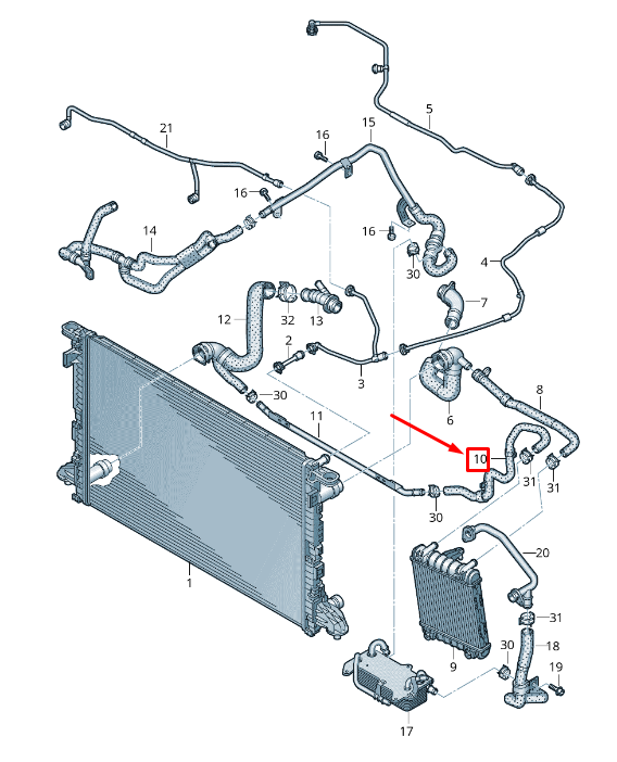 new audi tt fv lower radiator coolant hose 8w0121471b original