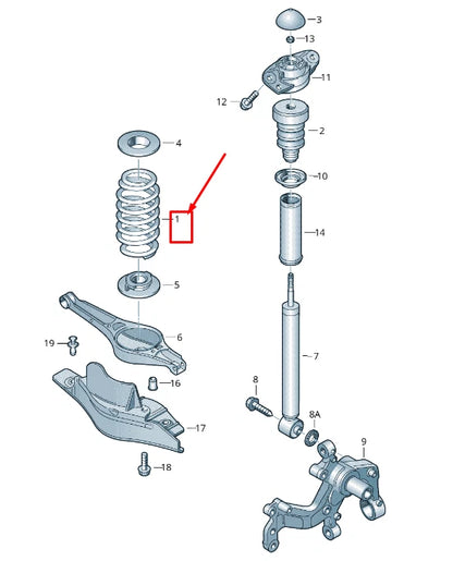 NEW VW EOS 1F REAR COIL SPRING 1K0511115CE