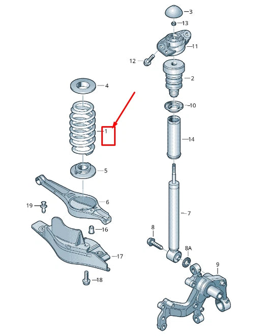 NEW VW EOS 1F REAR COIL SPRING 1K0511115CE