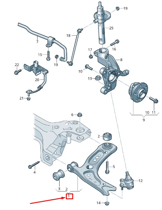 NEW VOLKSWAGEN GOLF 5G MK7 FRONT RIGHT TRACK CONTROL ARM 5WA407152 ORIGINAL