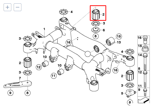 new bmw 5 e60 rear axle mounting bush 33316770826 original