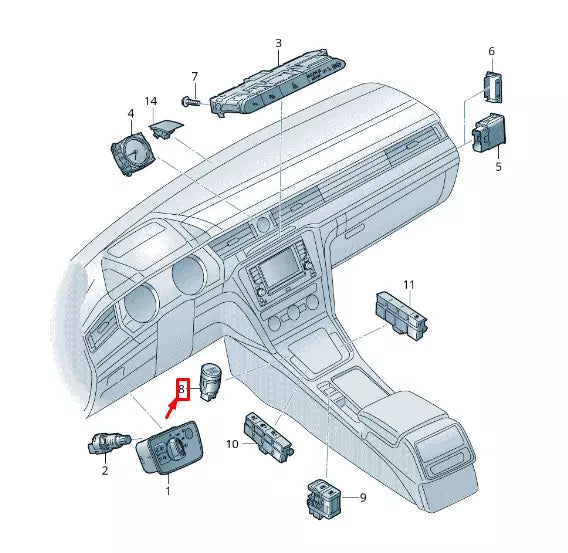 NEW VW PASSAT B8 3G2 IGNITION START / STOP BUTTON LHD 3G1959839WZU ORIGINAL