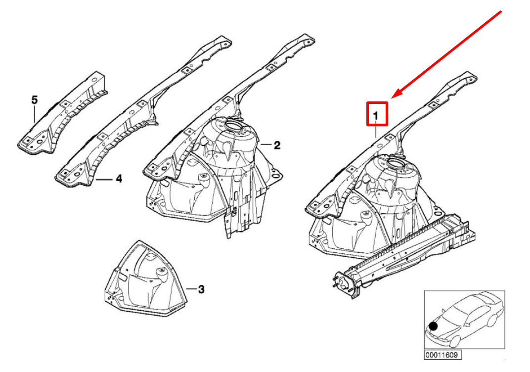 new bmw 3 e46 front right wheelhousing 41148234036 8234036 original