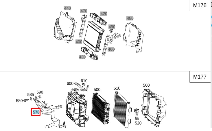 NEW MERCEDES-BENZ S W222 RIGHT RADIATOR HOLDER A2225007100 ORIGINAL