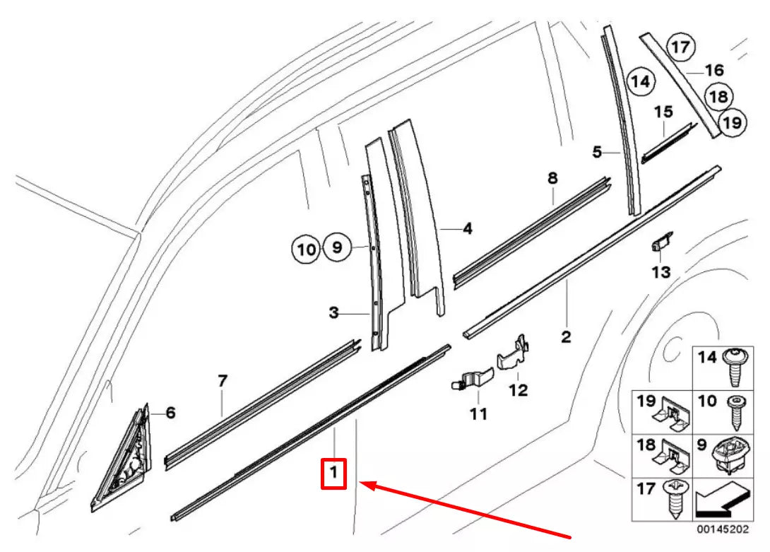 NEW BMW 3 E90 FRONT LEFT DOOR WEATHERSTRIP TRIM 7119981 51337119981 ORIGINAL