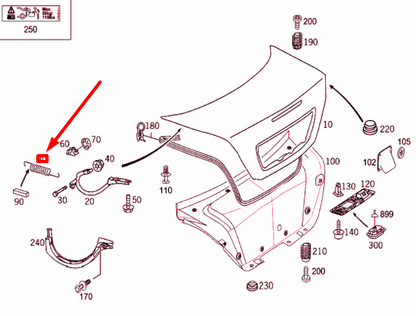 NEW MERCEDES-BENZ CLK C209 REAR LID SPRING A2097570029 ORIGINAL