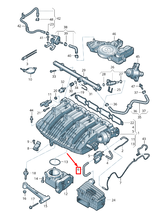 new audi q5 fy intake manifold connecting hose 06l133583g original